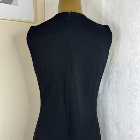 VTG J. Crew Size 4 Black A-Line Ponte Day Wear Dress Zip Back Stretch - Picture 4 of 8